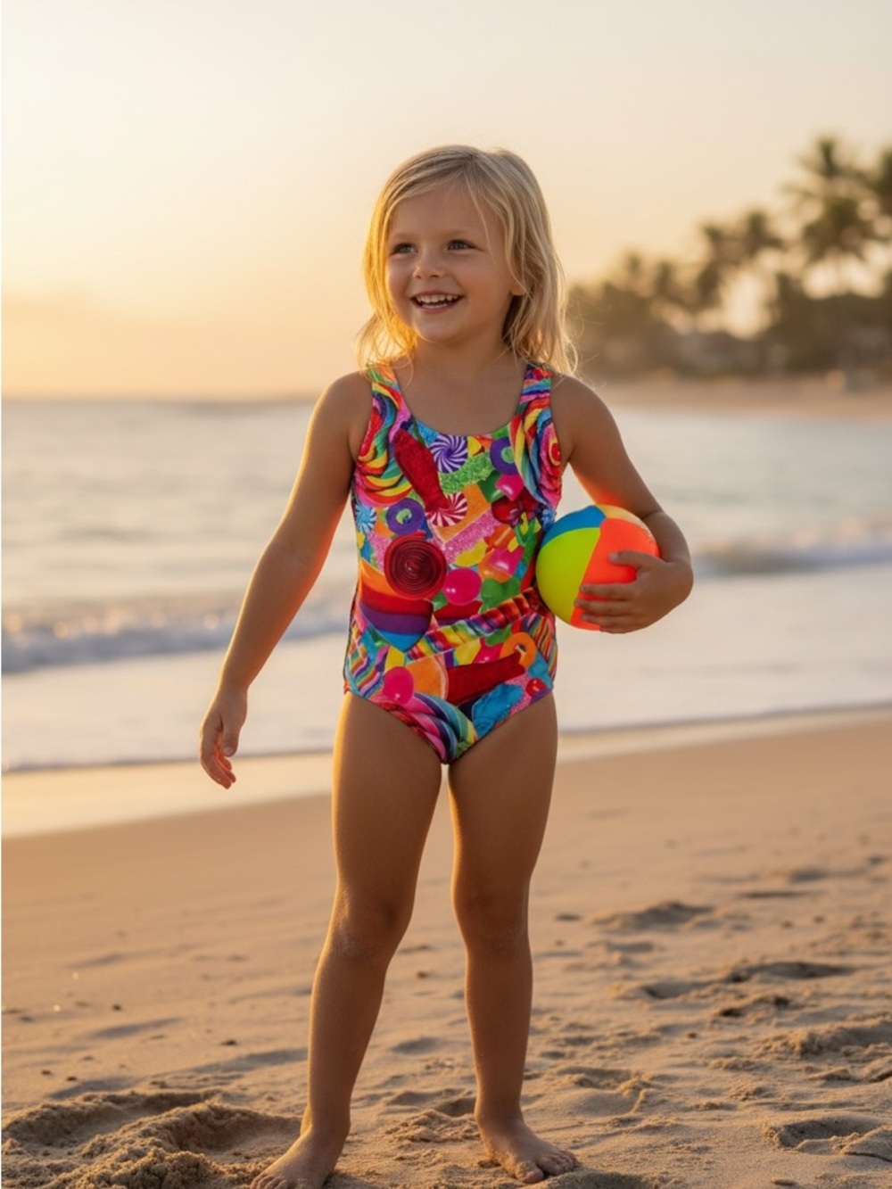 Terez Girls Dylan’s Candy Bar One Piece Swim Suit Size 8 Lollipop NEW